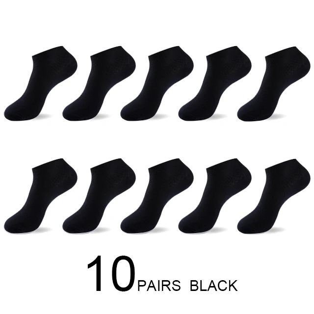 10 PAIRS BLACK 10 пар/лот, мужские носки из бамбукового волокна, короткие, деловые, черные, мужские, Meias, носки, дышащие, Мужские модельные туфли, одежда, Size38-43, новинка - Цвет: 10 PAIRS BLACK