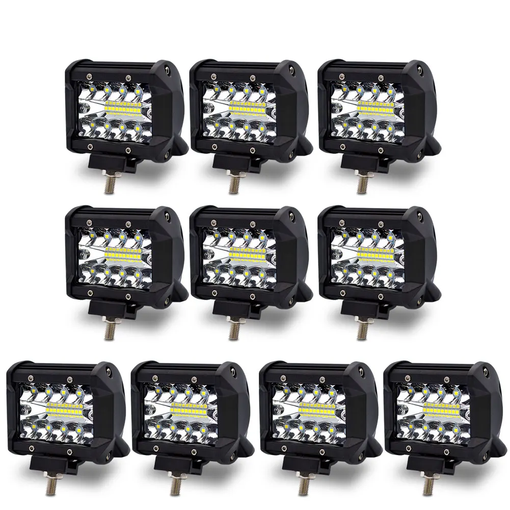 Safego 10pcs 4 Inch 60W LED Spot Work Light Bar Chips Offroad Car 4x4 Driving Lamp For Truck Boat TR60W-SP-10 | Автомобили и