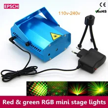 Super Affordable Red & Green RGB Mini Stage lights ktv dj Disco Light Laser Projector Stroboscopic 110V -240V+EU Plug