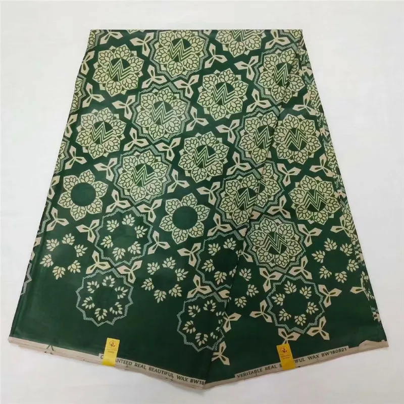 

Green Java Prints Fabric 6Yards/pcs Ankara Style Dress 100% Cotton African Java Wax Fabric For Fashion Sewing F93-19