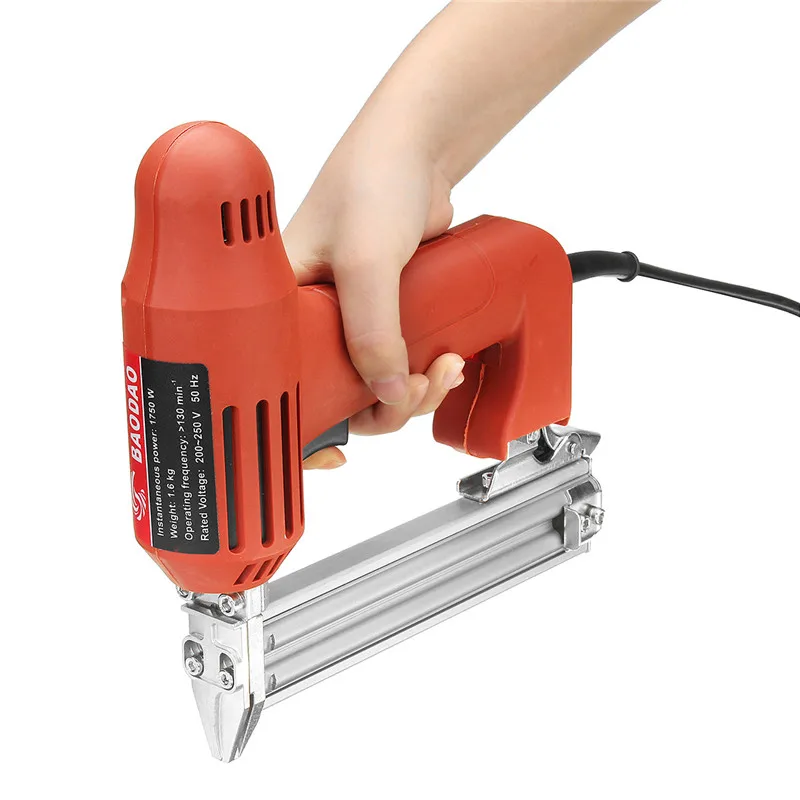 Electric Nailer 10-30mm 220V 1800W Straight Nail Staple Guns Woodworking Tool Light Weight Portable 60/min Firing Speed Rate