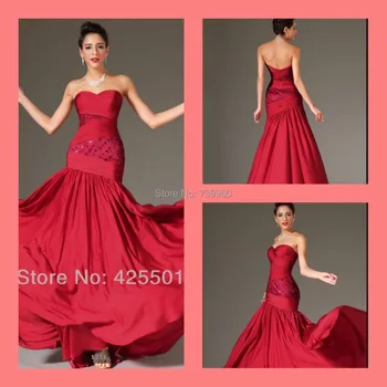 

New Fashion 2014 Formal Dress Sexy crystals Floor Length Mermaid trumpet Red prom Gowns Long evening dresses for sale