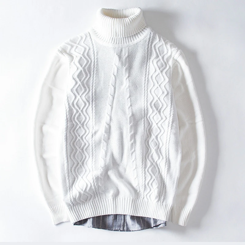 2018 Hot Sale Turtleneck Mens 100% Pure White Sweater