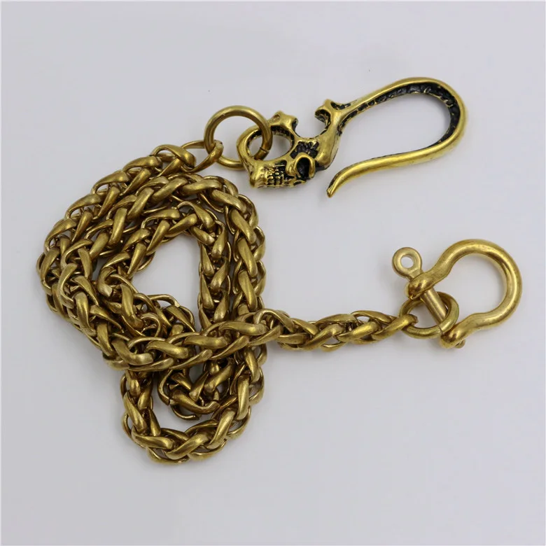Solid Brass Trousers Jeans Wallet Chain Keychain Metal Buckle Waist Hook Pant 