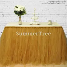 Золото 1 метр x 80 см Тюлевая оборка для стола Страна Чудес стол пачка плинтус свадьба день рождения, детский душ вечерние украшения