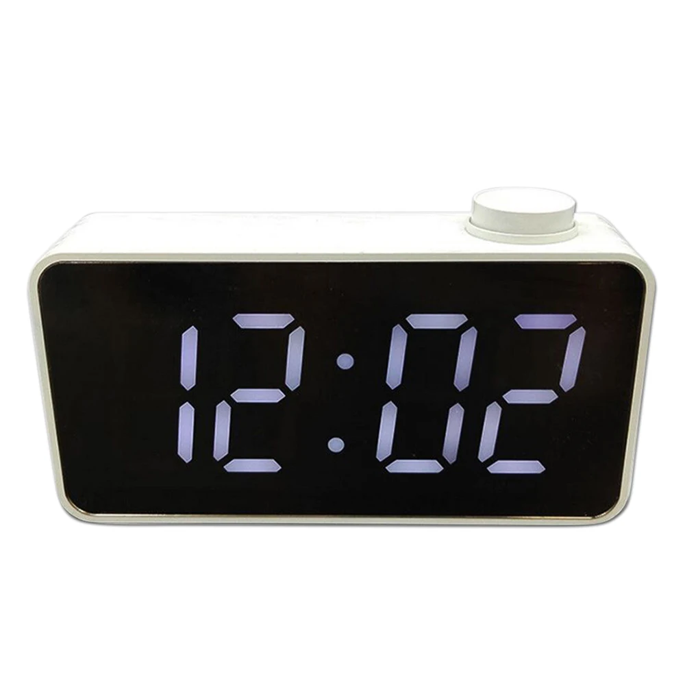 ABS цифровой будильник светодиодный электронные часы настольные зеркальные часы функция повтора сигнала термометр USB/батарея питания Supplys - Цвет: Белый