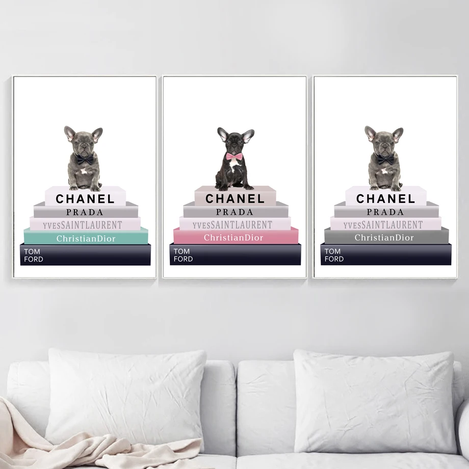 

Cartoon Pet Dog Fashion Book Wall Art Canvas Painting Nordic Posters And Prints Wall Pictures For Living Room Nursery Decor