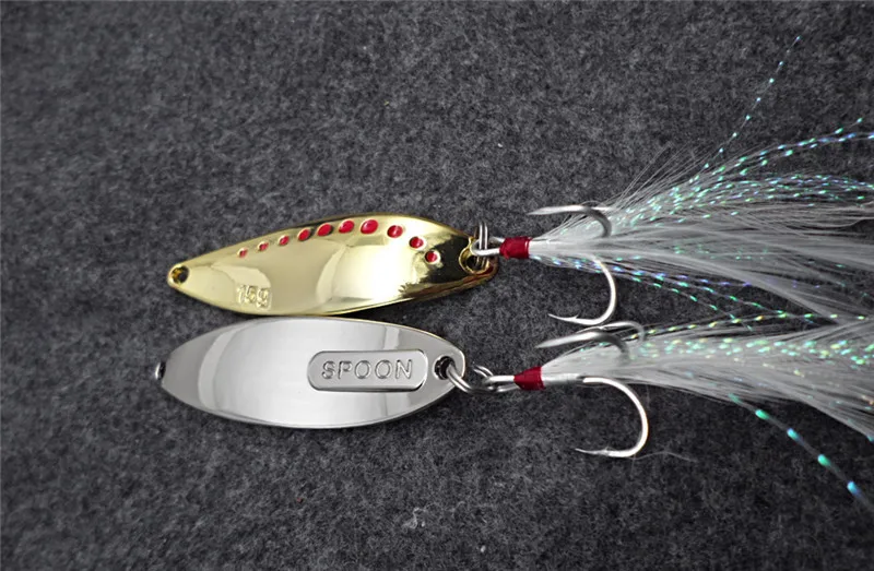 7.5g 10g 15g 20g  brand Fishing lure spoon Gold/Silver fishing bait spoon hard lures metal lure China free shipping