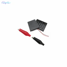 10 шт. 6xAA батарейный корпус держатель розетка провода распределительные коробки с проводами, переключатель и крышка, черный+ красный зубчатый зажим "крокодил"