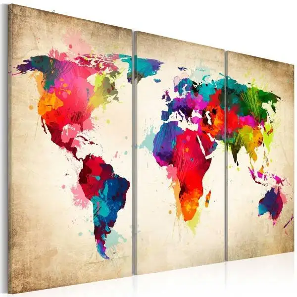 

3 Panels Hd Printed Colorful Word Map Painting Canvas Print Room Decor Print Poster Picture Canvas P0371 vendor supplier