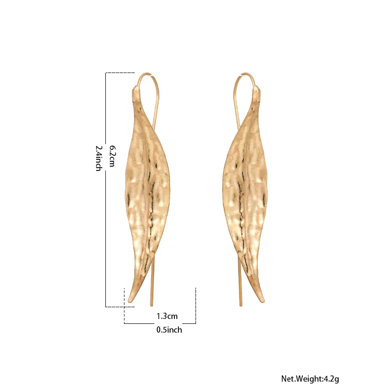Yhpup Новая мода цинковый сплав золотой лист серьги Элегантные массивные Уникальные Серьги Pendientes Mujer Moda вечерние подарки