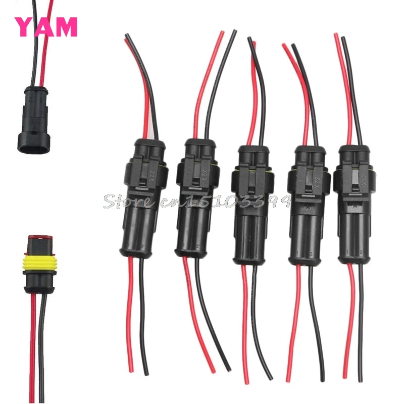 

5 Kit 2 Pin Way Car Waterproof Electrical Connector Plug with Wire AWG Marine G08 Whosale&DropShip