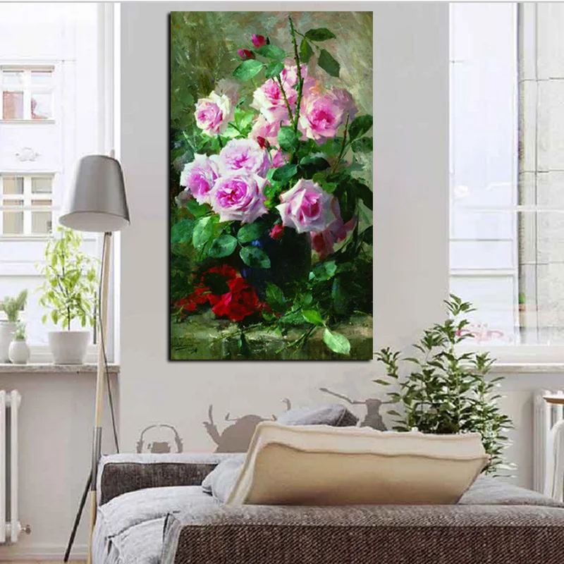 HD Print Modern Watercolor Flowers in Vase Floral Oil Painting on Canvas Poster Wall Picture for Living Room Sofa Cuadros Decor (4)