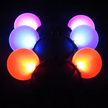 

20pcs/lot LED Glowing Mickey Round Ears Headdress Headbands Flashing Cosplay Hair Decoration Kids Toys Party Favor