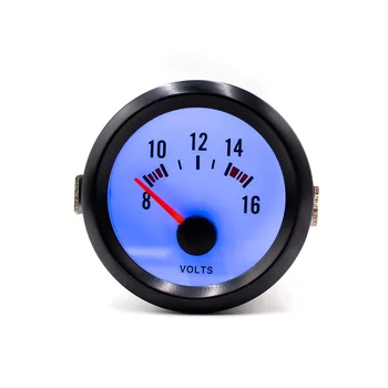 

CNSPEED 2"52mm Car Volts Meter 8-16V Auto Volts Gauge Mechanical Blue LED Voltage Red Pointer Volt YC100015