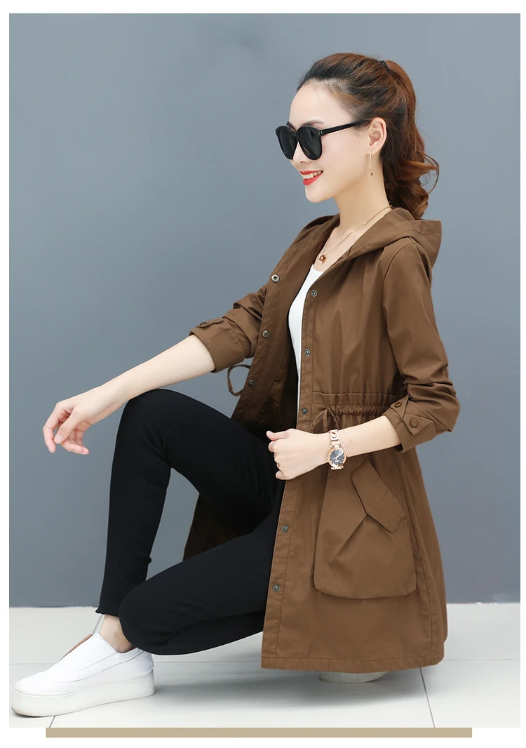 Женская модная одежда Тренч женский весна-осень hoode женский короткий Тренч пальто корейский стиль молодежная одежда K4582