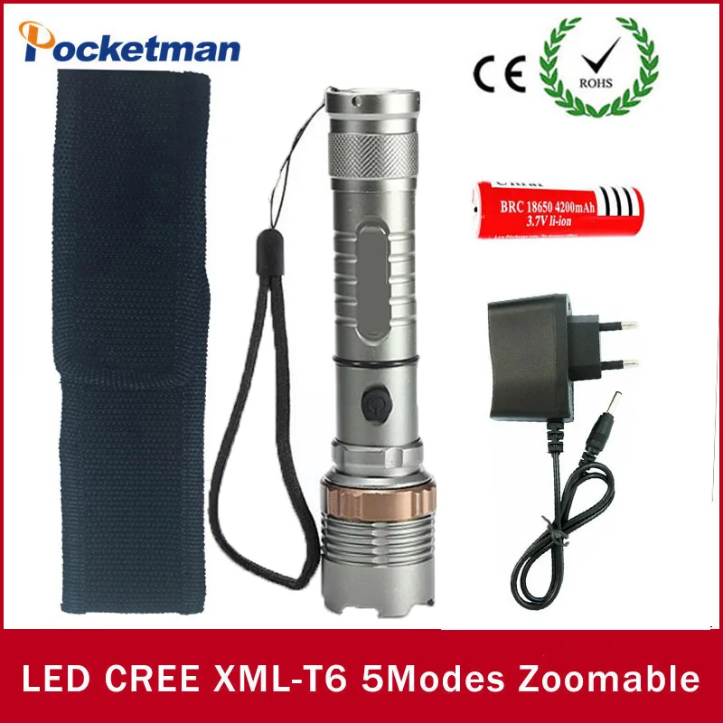 

New Style linterna xm-l t6 LED Torch High Power rechargable 18650 battery lampe de poche flashlight