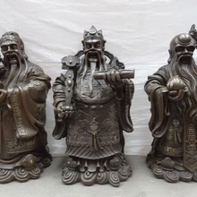 Bi001732 2" Китай Бронза Фу Лу Шоу RuYi Дракон Персик Долголетия Богатство Маммона Статуя Бога