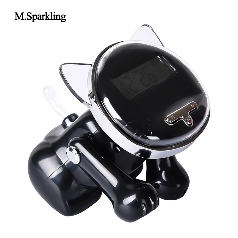 Digital alarm clocks cat shape talking clock LED light time temperature
