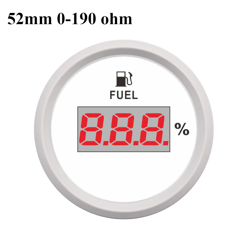 УФ-фильтр 52 мм с 0-190 Ом Указатель уровня топлива метр цифровой указатель расхода топлива для лодки автомобиля морская яхта индикатор бака с красной подсветкой 12/24V - Цвет: WW 0-190ohm