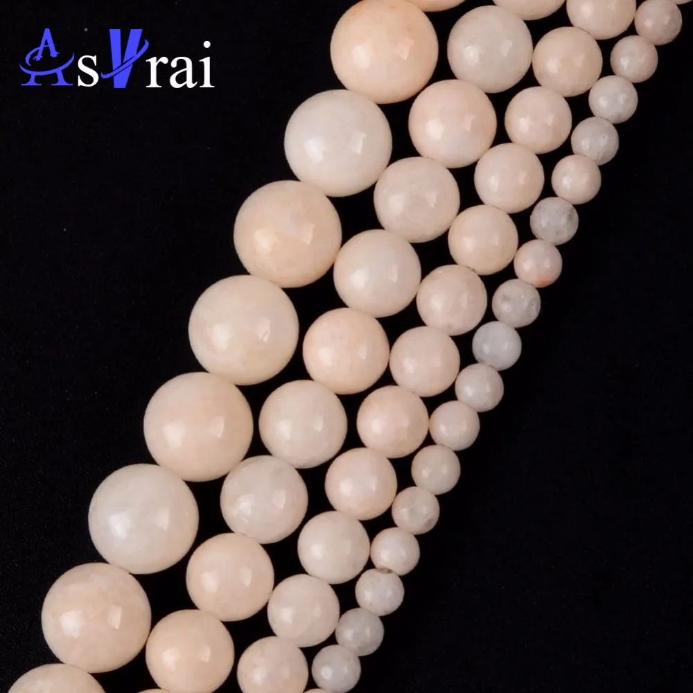 

Natural Stones Beige Angelite Jades Round Loose Beads for Jewelry Making 4 6 8 10mm Gem Beads Accessories Diy Women Bracelets