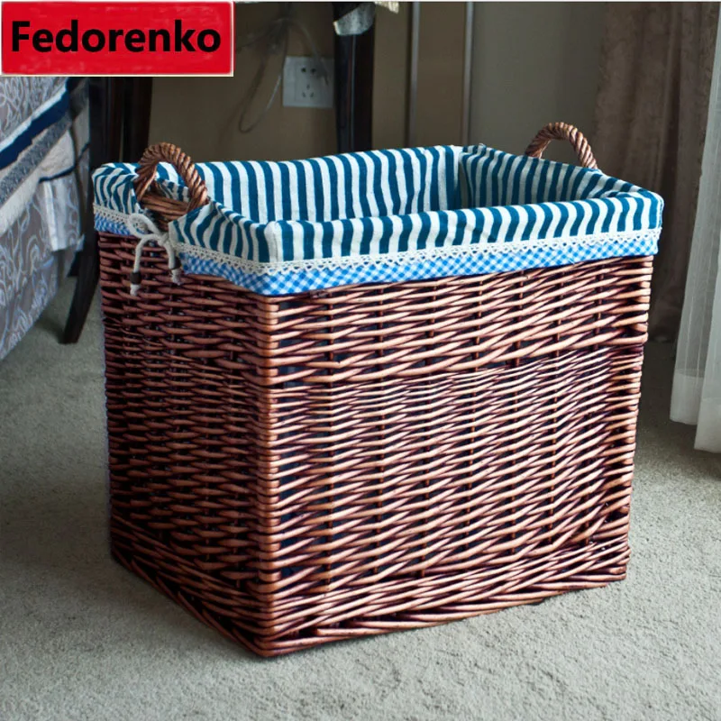 Large rattan wicker storage baskets woven straw laundry basket wicker cesto de roupa suja kids storage basket for toys wasmand