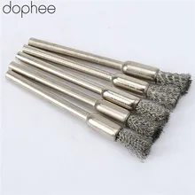 Dophee conjunto de escovas de lápis de 3.17mm, conjunto de 5 peças de mandril de roda de aço inoxidável, acessório para ferramentas rotativas escovas
