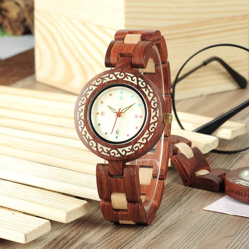 

BOBO BIRD New Arrivals Women Quartz Watches Fashion Brand Ladies Dress Wristwatch with Wood Band in Gift Box custom logo