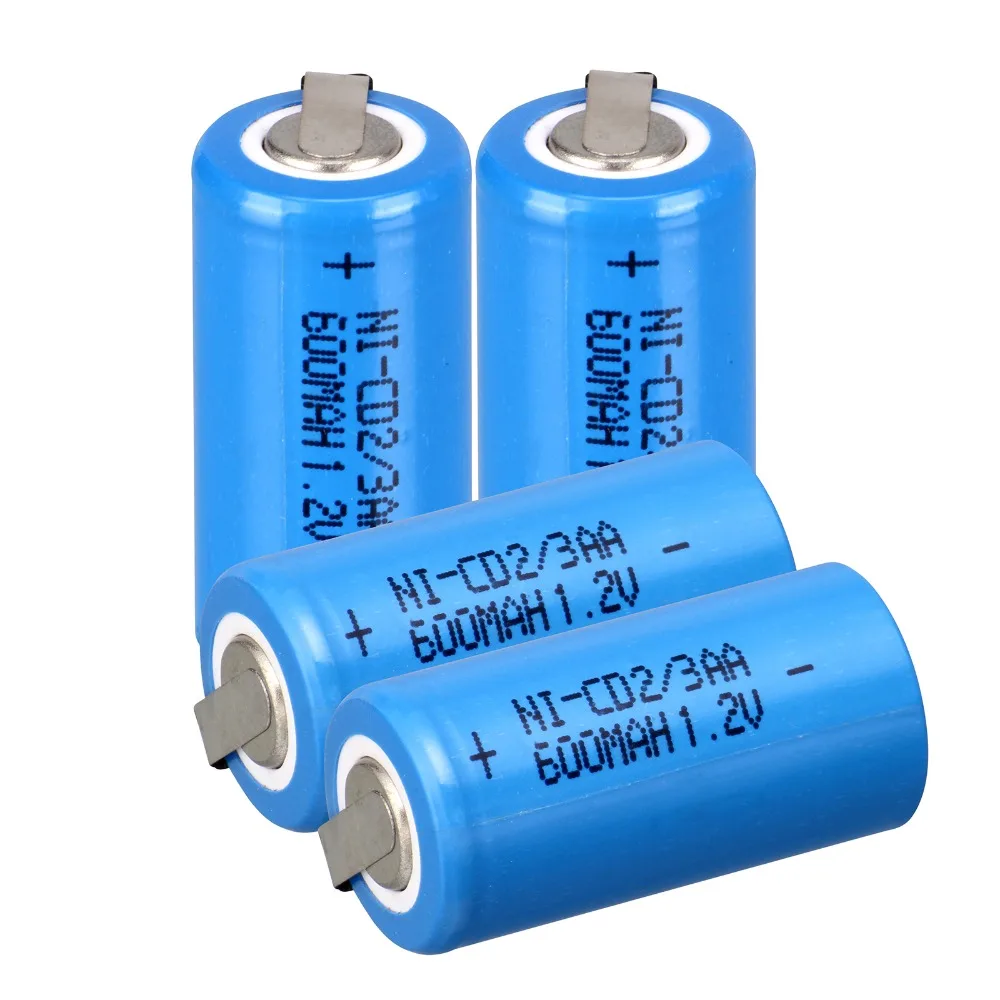 4 PCS Blue 2/3 AA Rechargeable Battery 600mAh Ni-Cd nicd 1.2V Batteries Tap | Электроника
