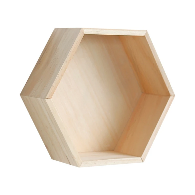 

Nordic Style Storage Racks Hexagonal Wall Shelf DIY Storage Racks Organization Wooden Storage Holders for Bedroom Decoration