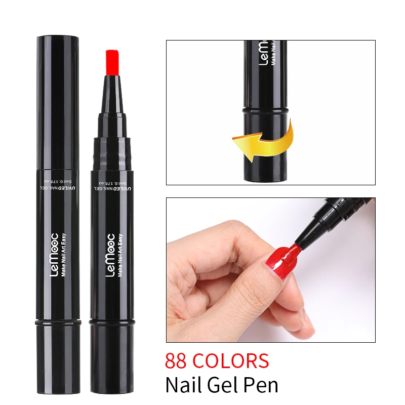 LEMOOC 5ml Nail Pen 88 Colors Gel Nail Varnish Pen UV DIY Nail Art Gel Lacquer Nail Glitter Polish Manicure Glue LEMOOC 5ml Nail Pen 88 Colors Gel Nail Varnish Pen UV DIY Nail Art Gel Lacquer Nail Glitter Polish Manicure Glue