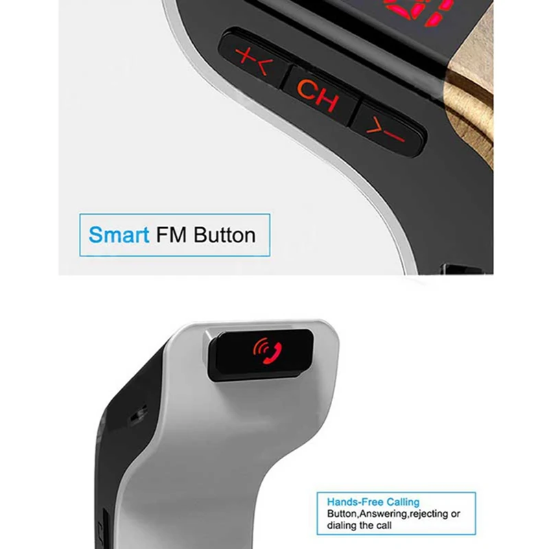 VicTsing Car Bluetooth Mp3 Player FM Transmitter Red Screen Mp3 Music Player USB Car Charger 5V 3.1A 1A Bluetooth Mp3 Player Kit (19)