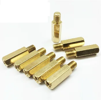 

M3X10+6mm Copper Brass Pillars Standoff Circuit Spacer PCB Board Nut Screws Hex Round Single Cylinder Head