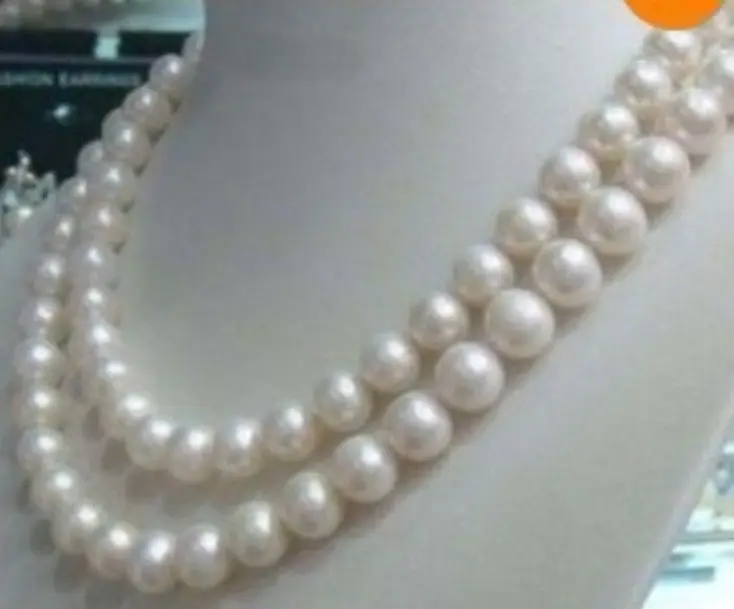 

double strands natural 9-10mm south sea white pearl necklace18