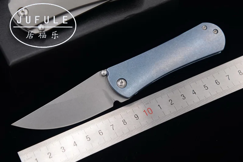 

JUFULE New original design Dinosaur Titanium handle ball bearing D2 blade camping hunting knives EDC tool folding kitchen knife