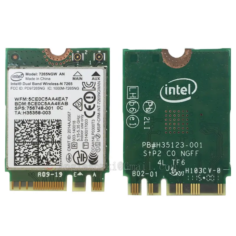 7265ngw Беспроводной WLAN карты 7265an для Intel Dual Band 802.11an 300 Мбит/с Wi-Fi + BT4.0 NGFF/M.2 для Dell ноутбуков Toshiba