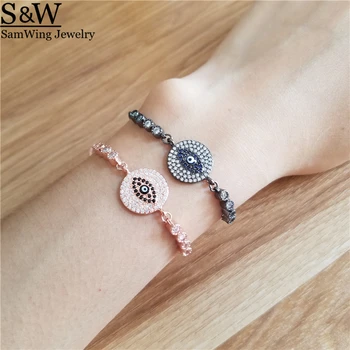 

5pcs New round eye Fashion bracelet Eye Bracelets CZ and enamel eye Bangles Friendship Bracelets For Women Jewelry