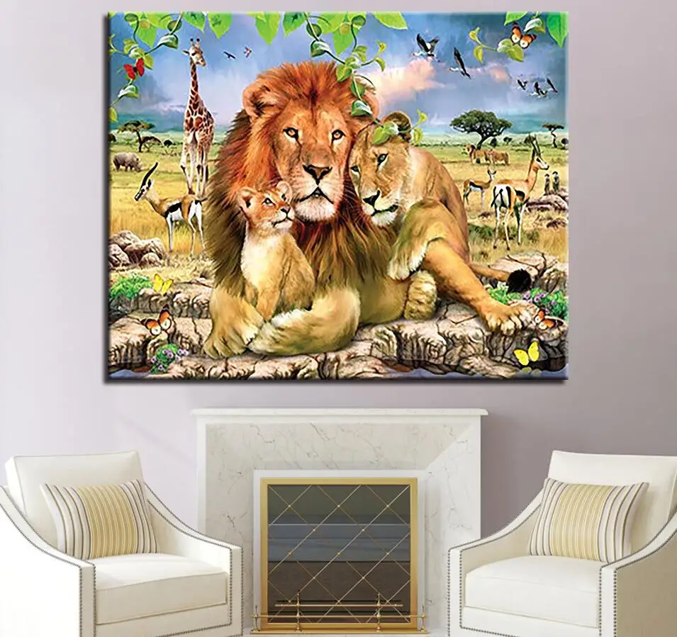Картина в масляной рамке по номерам DIY наборы для рисования раскраска абстрактные картины животных на холсте домашний декор для гостиной стены искусства - Цвет: Y5670