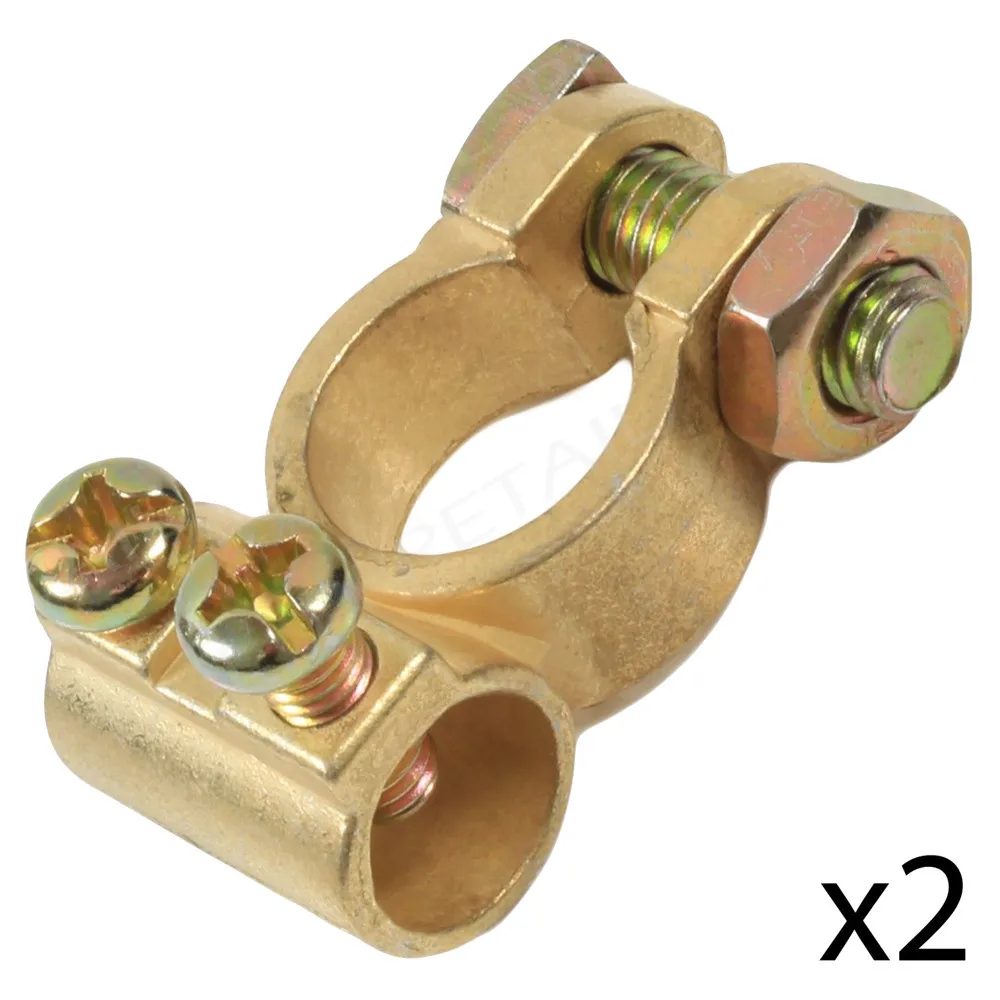 Car Positive & Negative Brass Battery Terminals Clamps Pair Screw