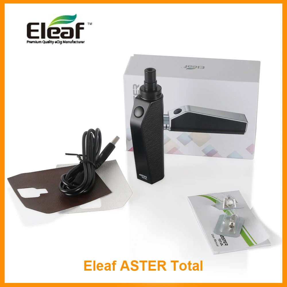 

Original Eleaf Aster Total Kit With 2ml E-liquid Capacity & 1600mAh Built-in Battery & IC 1.1ohm Heads Vape Kit