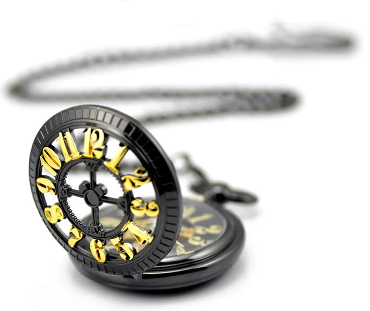 S011# Gold Arabic Numerals Antique Mechanical Pocket Watch Men Vintage Engraved Fob Hand Wind Steampunk Watch Women Fob Watch