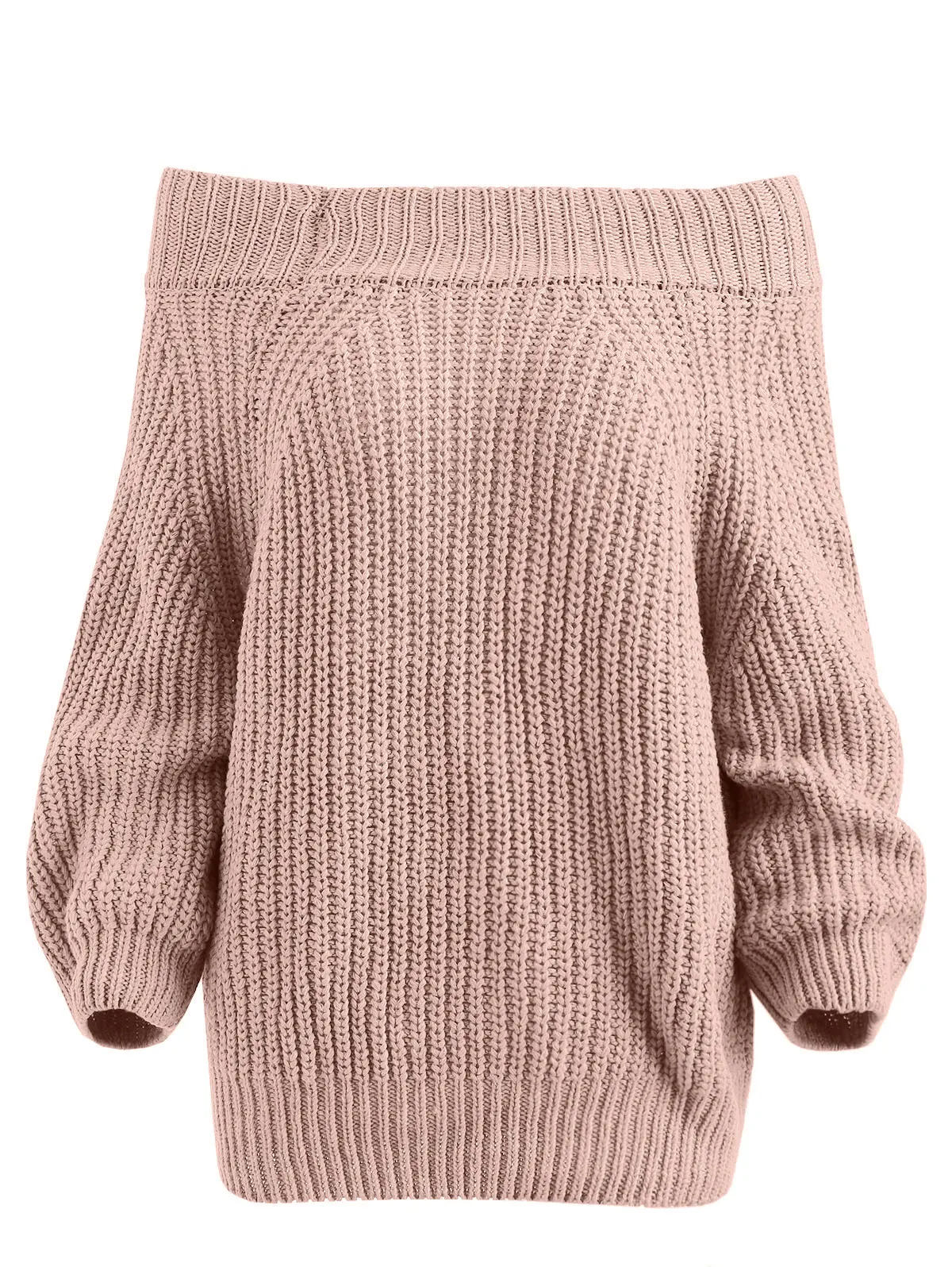 Wipalo Женский пуловер с открытыми плечами, джемпер с крупной вязкой и длинными рукавами - Цвет: Pink