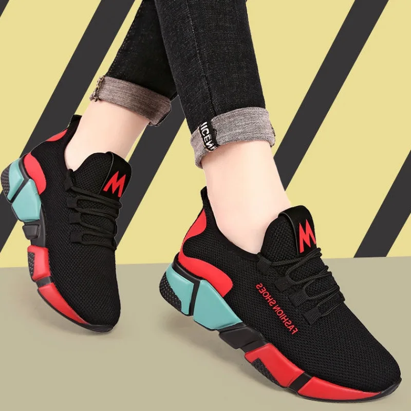 

Sooneeya 2019 New Mixed Color Flats Shoes Platform Sneakers Women Mesh Comfort Ballet Flats Lace Up Soft Loafers Woman Tenis