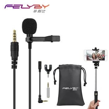 

High quality Mini Condenser Lapel Microphone 3.5mm Tie Lapel Lavalier Clip On Double Microphone for Lectures Teaching Interview