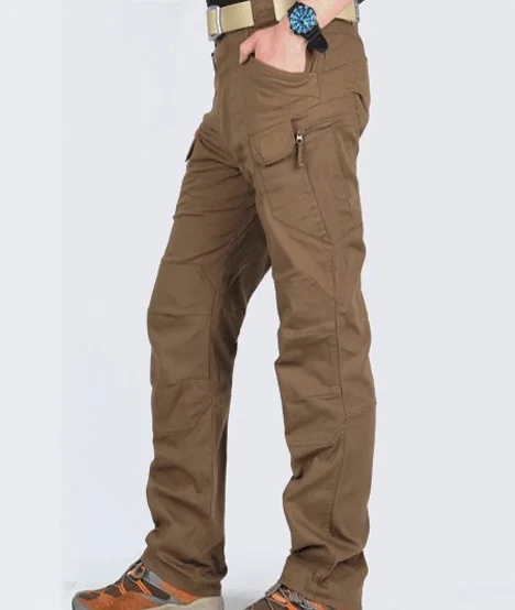 IX7 военные городские тактические брюки мужские весенние хлопковые спецназ армейские брюки-Карго повседневные EDC карманы солдатские армейские брюки - Цвет: Коричневый