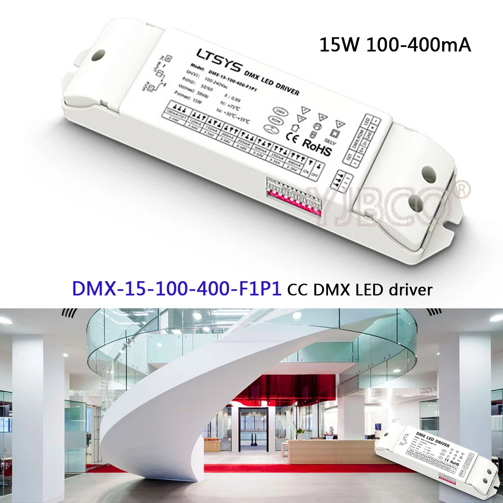 

dimming intelligent led driver;DMX-15-100-400-F1P1;100-240VAC input 15W 100-400mA output CC DMX512/RDM led Driver