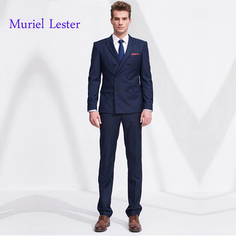 Ml296 Costume Mariage Homme Navy Blue Mens Suits With Pants