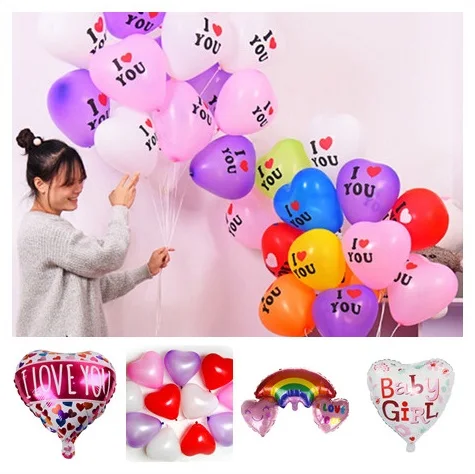 Love Heart Balloons I LOVE YOU Aluminum/Latex Balloons Valentines Day Wedding Birthday Party Inflatable Balloons