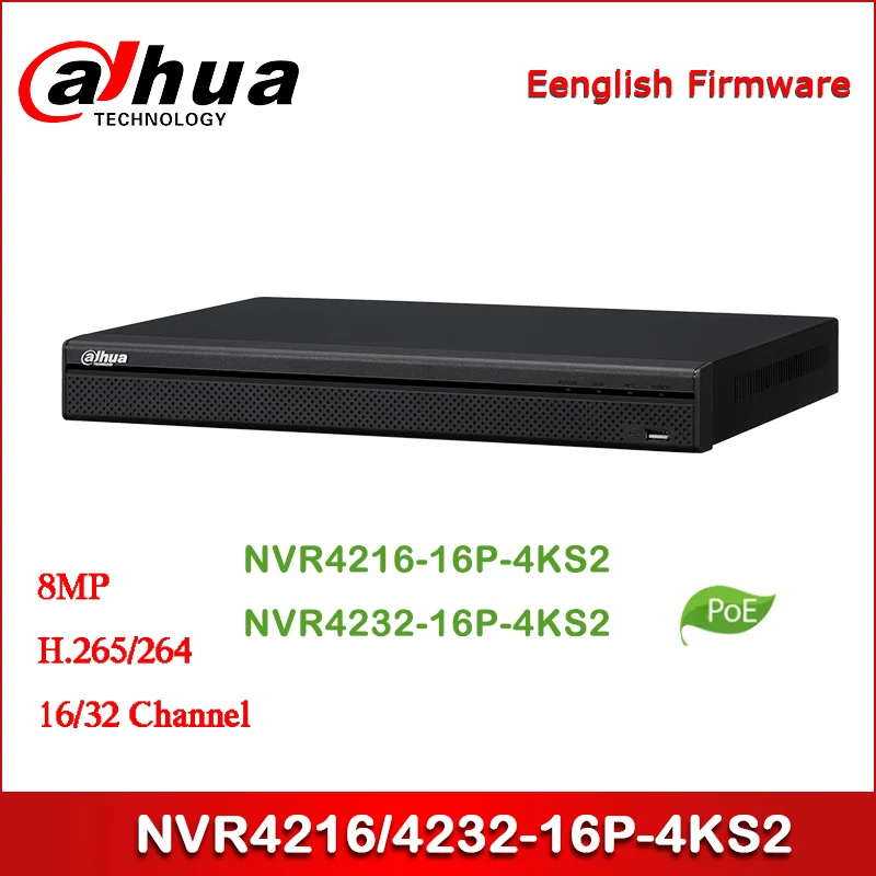 Dahua POE NVR NVR4216-16P-4KS2 16/32 каналов 1U 16PoE 4K &amp H.265 Lite сетевой видеорегистратор |