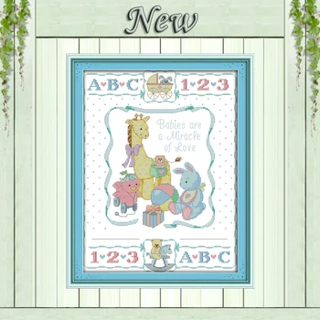 

Birth certificate cartoon home decor painting counted print on canvas DMC 11CT 14CT kits Cross Stitch embroidery needlework Sets